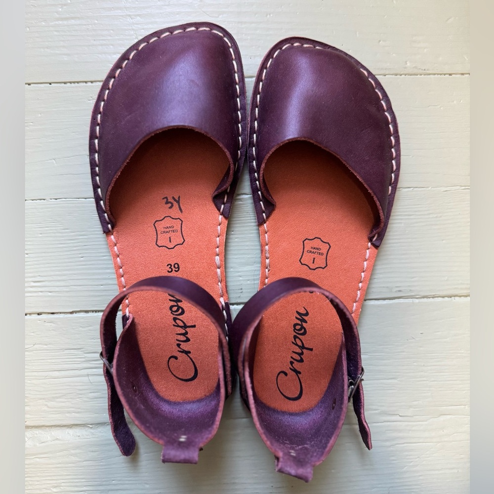 Crupon Trevi Barefoot flats 39 40 9 Sandals Brown Leather Women’s Buckle strap